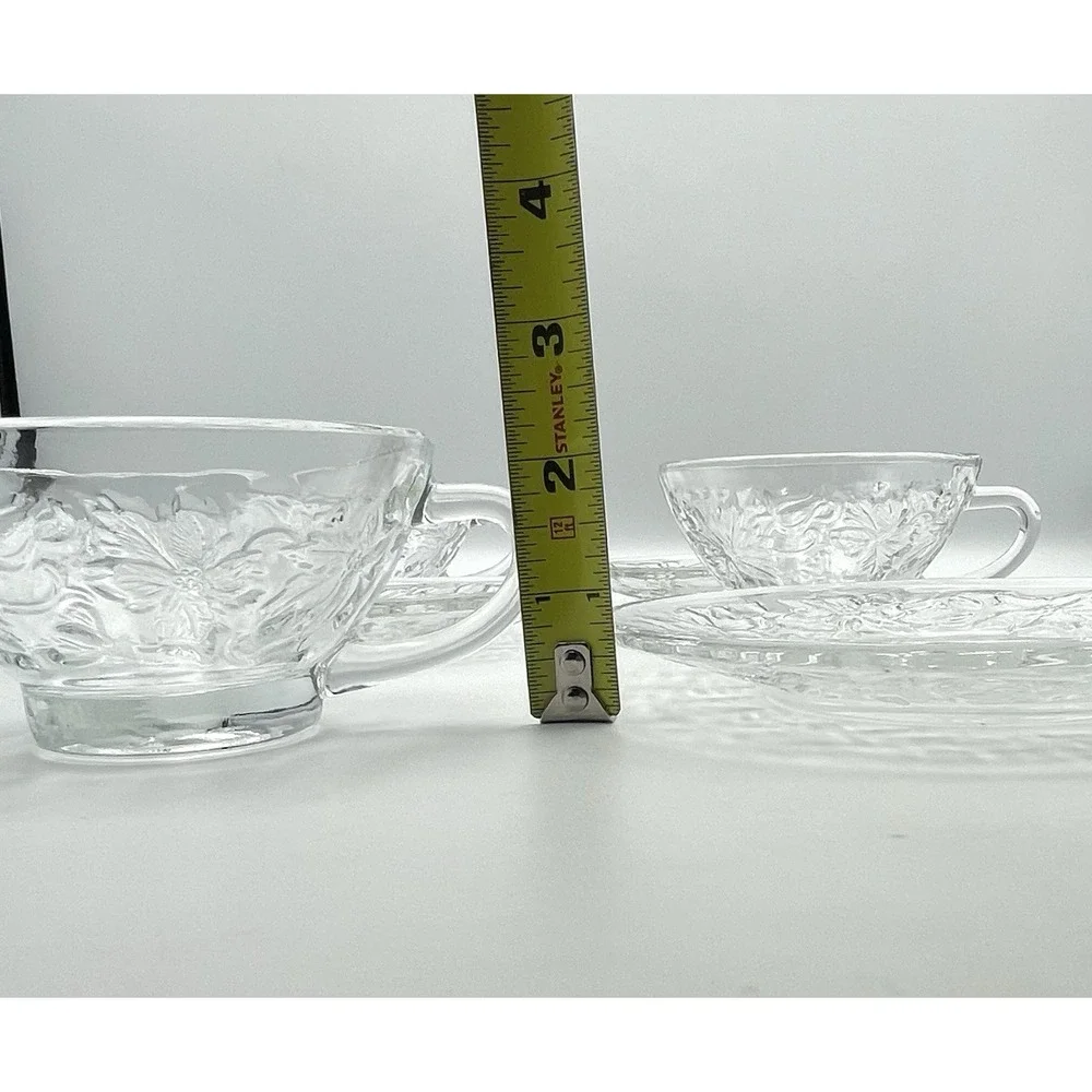 Vintage 1980s Princess House Fantasia Cup & Saucer Clear Crystal Set of 3